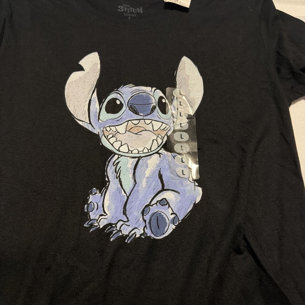 Disney Lilo & Stitch Black Graphic T-Shirt WVSJA38 Mens Large New